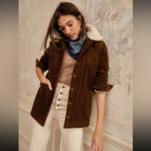Sezane Will Corduroy Jacket with Sheepskin collar/lining - M